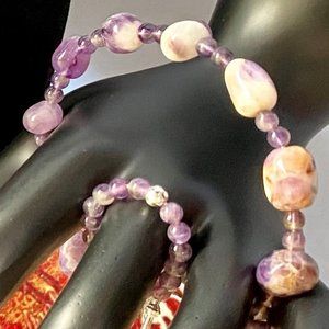 Raw Amethyst Crystal Jewelry Set – Bracelet, Necklace, Ring – Genuine Gemstone